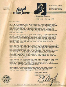 Victory Garden Letter by F.C. Boyd, Sr. and Mr. Frank Betz